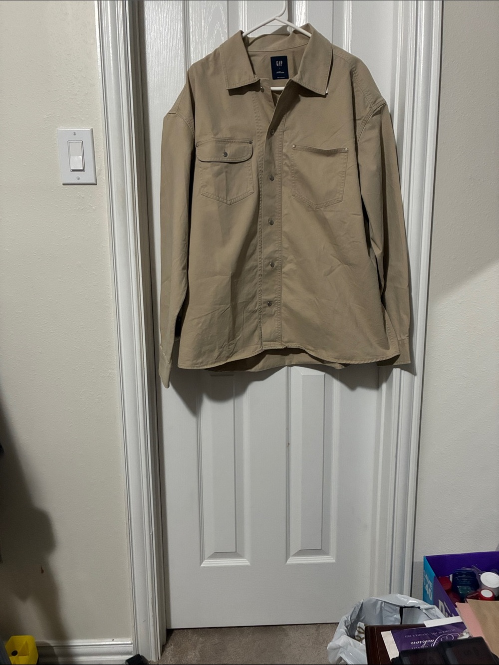 GAP Men's Tan Button-Up Overshirt Jacket